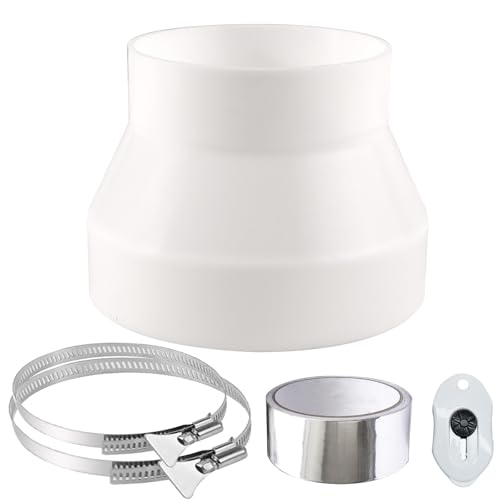 URHRHU Reduzierstück für Dunstabzugshaube Rundrohr Adapter 150mm auf 125mm mit 2 Edelstahl Schlauchschellen Abluftschlauch Adapter für Lüftung Rundrohr Lüftungskanal