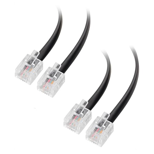 Cable Matters 2er-pack 1m Telefonkabel RJ11 auf RJ11 für Telefon, Internet DSL, ADSL kabel, Modem, ISDN kabel in Schwarz - 1 m