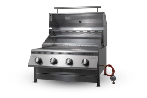 Einbau Gasgrill PremioGas XL III Barbecue – Einbaugrill mit Deckel für Outdoor Küche Grillküche – Gasgrill 100% aus Edelstahl – Fettwanne mit Frontauszug – 4x5kW Brenner – Made in Germany