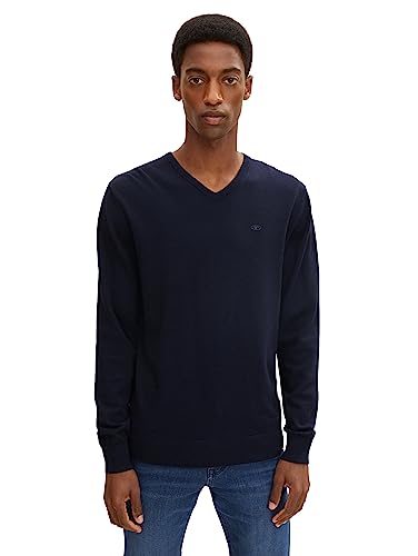 TOM TAILOR Herren Basic Strickpullover mit V-Ausschnitt