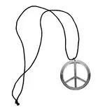 Oblique Unique® Hippie Peace Kette 60er 70er Jahre Flower Power Halskette Kostüm Accessoire Schmuck für Fasching Karneval Motto Party Feier