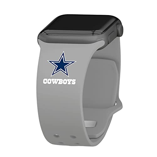 Game Time Dallas Cowboys Silikon-Uhrenarmband, kompatibel mit Apple Watch, Grau 42/44/45 mm