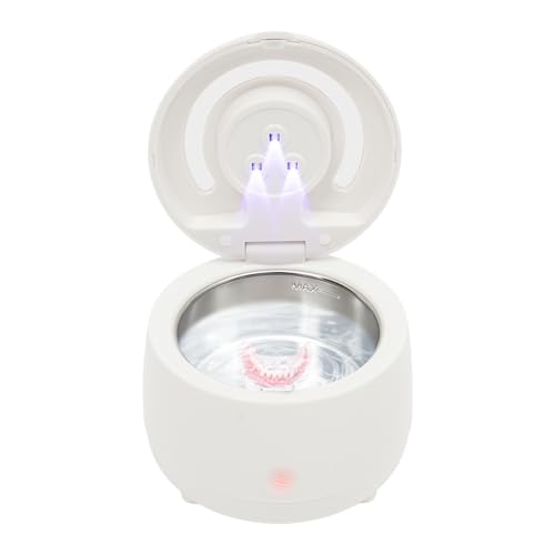 Ultraschall-Zahnprothesenreiniger mit UV-Licht - 360°-Tiefenreinigung von Zahnprothesen, Zahnspangen und Schmuck, geeignet für Zahnhülsen, Prothesen, kieferorthopädische Geräte, Retainer, Bleaching-Tr