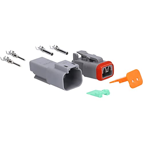 Kalitec KALI-1202 DEUTSCH DT Steckverbinder Set 2 polig I Wasserdicht IP68 I Deutsch Stecker KFZ für Motorrad, Auto I Leiterquerschnitt 0,75-2 mm² 18-14 AWG I glasfaserverstärktes Polyamid PA-GF