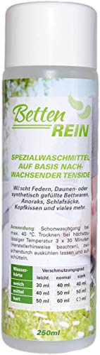 Bettenrein Daunenwaschmittel: Bettenrein, das sanfte Waschmittel für Daunenkissen, Bettdecken, Daunenjacken, Anoraks, Schlafsäcke und mehr