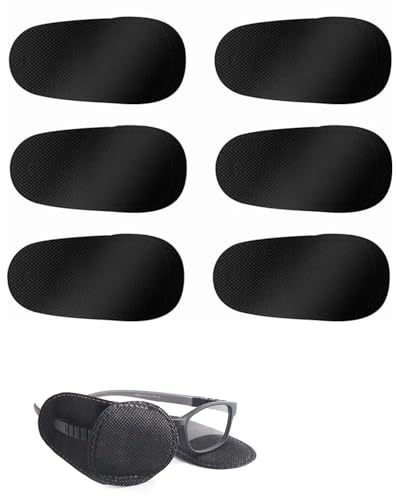 Augenklappen für Brillen,6 PCS Augenklappen für Erwachsene Kinderbrille Schwarze Faule Augenklappen Augenabdeckung Wiederverwendbar Augenklappe zum Abdecken Mittelgro