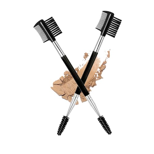 Ksvsonrvi 2-teilig Augenbraue Wimpern Pinsel 3 Kopf Wimpern Kamm Doppel Kopf Pinsel Make-up Grooming Tool Kosmetik (schwarz)