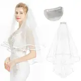 YOFASEN Brautschleier - Hochzeit Brautschleier mit Kamm Hochzeit Kurzer Schleier Brautschleier Tüll Elegante Brautschleier Hochzeit Zubehör für Hochzeit Kostümpartys Rollenspiele Fotografie