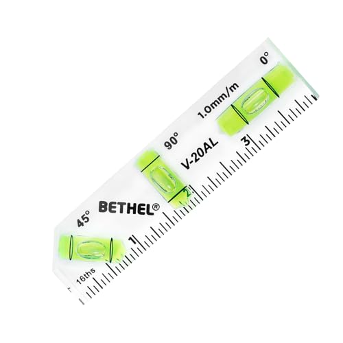BETHEL Mini-Wasserwaage – 3-in-1 Multi-Winkel (45°/90°/180°) Cross-Check Pocket Spirit Bruchsichere Wasserwaage zum Aufhängen von Bildern, Wandrahmen, Fliesenlayout & DIY-Messwerkzeugen