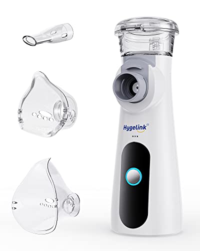 Hygelink Inhalationsgerät Vernebler, Tragbarer Inhalator für Kinder und Erwachsene, Inhaliergerät Set für Atemwegserkrankungen Wirksam, Einstellbarer Sprühnebel,Geräuscharmer,mit Mundstück und 2 Maske