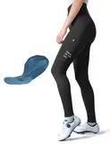 INBIKE Fahrradhose Damen Lang Gepolstert Sommer Herbst Radlerhose mit Sitzpolster High Waist Atmungsaktive Elastische Schnell Trocknend Frühling Schwarz L