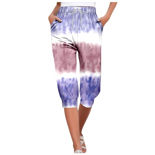 Damen-Sporthose, Baumwolle, schmale Passform, für Fußball, Motorrad, Strand, trendig, Sport, Sommer, Stoff, Radfahren, Reiten, Leinen, violett, XXL