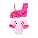 Mädchen Badeanzug Schwimmen Kostüm Mädchen 2 Stück Flamingo Badeanzug Kinder Bikini Tankini Strand Rock Bikini Bademode für Mädchen Kinder (DE/NL/SE/PL, Alphanumerisch, S, Regular, Regular, Rosa)