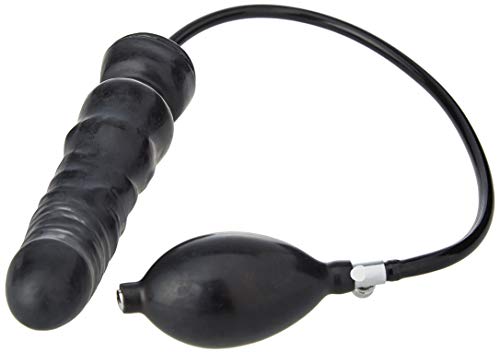 Late X Latex Dildo inflatable - aufblasbarer Anal-Dildo für Männer, Frauen und Paare, Stimulator mit Handpumpe und Ablassventil, schwarz