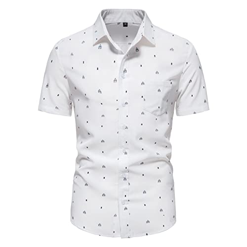 atmungsaktive Shirts männer arbeitstshirts Herren Baumwolle Shirts männer Kurzarm Herren Hemden Kurzarm 43/44 Trachtenhemd Herren Weiss grün Stehkragen Hemden