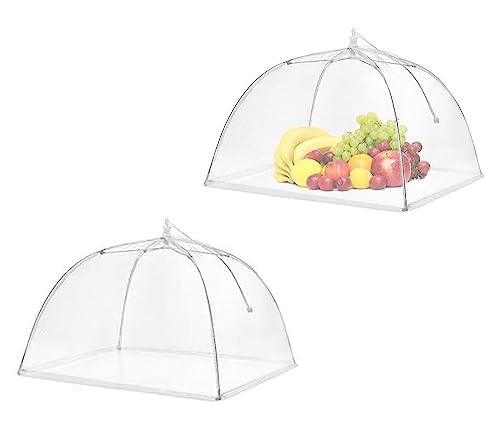 Roysmart Mesh-Material Fliegenhaube, 2 Stück Fliegenhaube Abdeckhaube für Essen Faltbare Kuchenabdeckung Fliegenschirm, Abdeckhauben für Lebensmittel Perfekter Fliegenschutz für Essen, Obst, BBQ