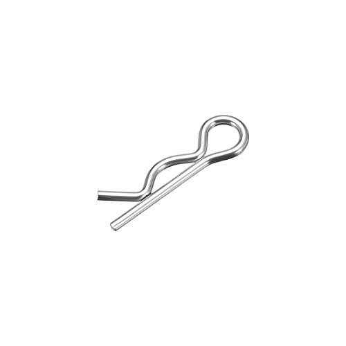 sourcing map 50 Stück Clip Stecknadeln R Förmiger Federstecker 1.2mm Draht Kohlenstoffstahl 21mm Länge Anhänger Traktor Mäher Verschluss Hardware Silber Ton