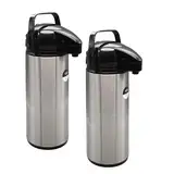 Airpot Pumpkanne 2er Set 1,9L Isolierkanne Thermoskanne isolierte Kaffeekanne Gastro Kaffeespender aus Edelstahl mit Glaseinsatz & GRATIS-HLKauf-Block (2x 1,9-Liter & 1x HLKauf-Block)