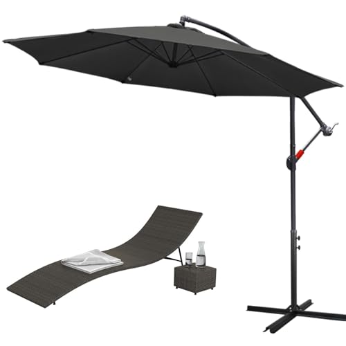 Jopassy Sonnenschirm 350cm Ampelschirm Groß mit Ständer Alu Kurbelschirm UV-Schutz Parasol Wasserdicht Gartenschirm Marktschirm für Terrasse,Balkon,Garten,Sonnenschirm Anthrazit