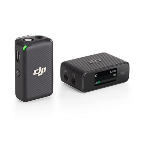 DJI Mic (1 Sender + 1 Empfänger), Lavalier-Funkmikrofon, 250 m Reichweite, kompakt und Ultraleicht, 14 Stunden Aufnahme, Funkmikrofon für PC, iPhone, Kameras, YouTube, Vlogs, Livestream