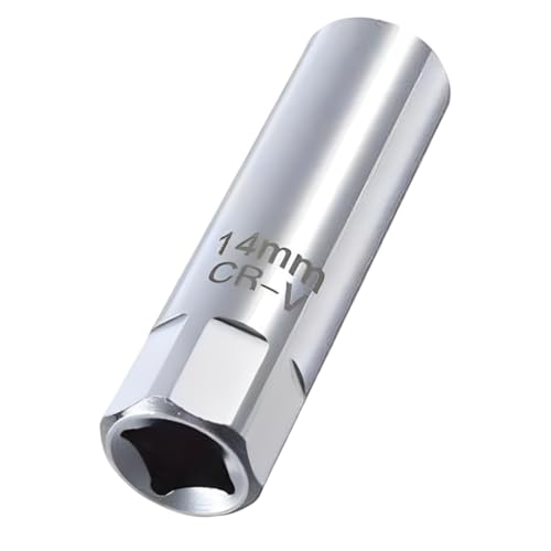 WeddHuis Zündkerzenstecker, Zündkerzenschlüssel, 12-Punkt Dünnwandige Zündkerzenschlüssel, Zündkerzenentferner Magnetische, Hochwertig und Präzise, für PKW, LKW, Motorrad (14mm)