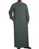 YAOHUOLE Arabische Herren Kleid Gebetskleidung Für Männer Islam Islamische Kleidung Herren Dunkelgrau 2XL