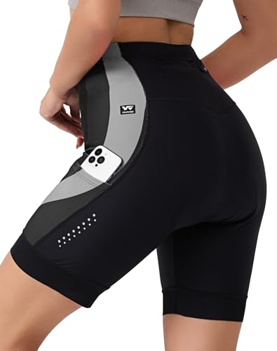 VeloVibe Radhose Damen mit 4D Sitzpolster Fahrradhose Damen Radlerhose Damen Gepolstert Atmungsaktiv Stoßfeste Radhose Damen Kurz mit Taschen Radlershorts Damen