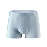 Elogoog Herren-Unterhose aus Leinen, weich, bequem, Baumwolle, atmungsaktiv, Hellblau, Größe XXL, Hell, blau, XX-Large