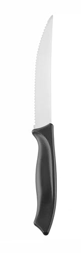 HENDI Steakmesser, gezackte Klinge, für Steaks und andere Fleischsorten, Küchenmesser, Kochmesser, Klingenlänge: 117mm, 228x22x(H)16mm, X50CrMoV15 Edelstahl, Polypropylen, schwarz