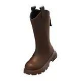 Mädchen und Jungen Kinder Freizeitschuhe Mesh Weiche Sohle Atmungsaktiv Sport Kurze Stiefel Leder Stiefel Kinder, braun, 35 EU