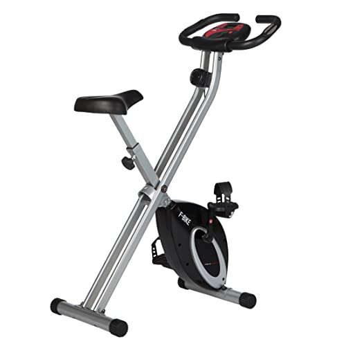 Ultrasport F-Bike,F-Rider Basics,Fahrradtrainer,Fitnessfahrrad LCD Trainingscomputer,Klappbarer Hometrainer,Max. Benutzergwicht 110 kg,Pulsmessung, 8 Widerstandsstufen,Trimmrad,Schwarz/Silber