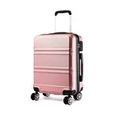 KONO Trolley Koffer Mittelgroß 4 Rollen Leicht Hartschalenkoffer Reisekoffer mit TSA Schloss, 65x41x26cm, 61Liter, Zwillingsrollen Rollkoffer, ABS Hartschale (Rosegold, L)