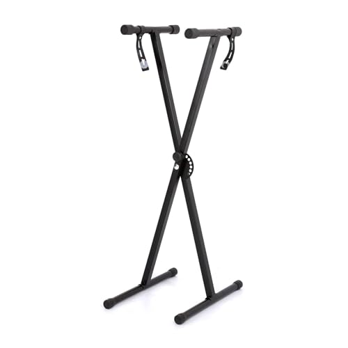 Shoze Keyboardständer Doppelstrebig Keyboard Ständer verstellbar Klappbar Zerlegbar Stabil mit Sicherungslaschen 49cm bis 97 cm (Horizontal bar)