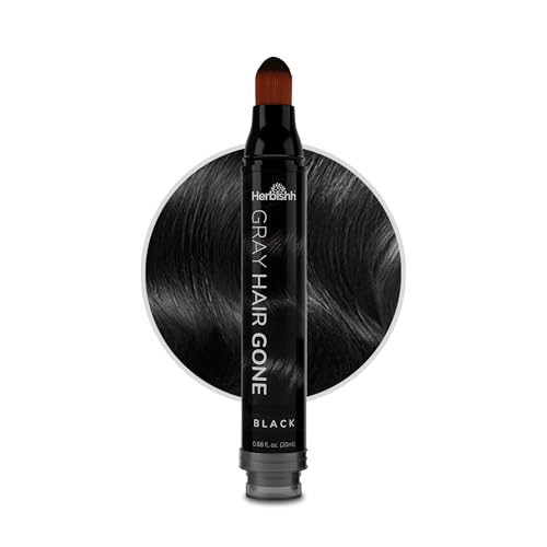 Herbishh Hair Root Touch-up Pen, Instant Gray Coverage & Hair Loss Cover up, Concealer for Thin Hairlines, Water Resistant & Semi Permanent Smudge Proof Hair Color, Washable, Black 0.68 fl. Oz