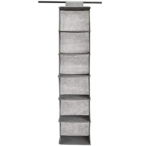 Amazon Basics - Hängeaufbewahrung für den Schrank Wandschrank, 6 Regale, Grau, 22D x 29W x 23H cm