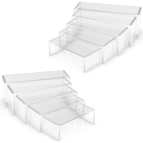 FAZMoss 2 Sets transparenter Acryl-Präsentationsständer, 5 Größen, transparente Acryl-Displayerhöhungen, Vitrinenregalständer für Schmuckgeschäft, Ausrüstung (10 Stück)