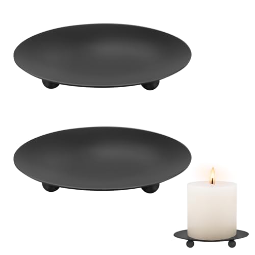 ALLAVA 2 Stück Kerzenhalter, Kerzenhalter Stumpenkerzen für Kerzen bis 9 cm, Kerzenständer Schwarz, Kerzenhalter für Tischdekoration Kerzenhalter, Hochzeit, Gebet, Familie Party und Dekoration