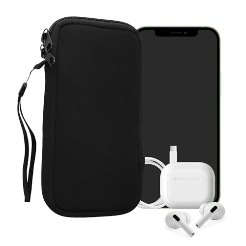 kwmobile Handytasche für Smartphones XL - 6,7/6,8" - Neopren Handy Hülle Schwarz - Handy Tasche 17,2 x 8,4 cm Innenmaße