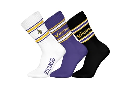 Minnesota Vikings 3pk Crew Socks - WHT/PUR/BLK - 43/46