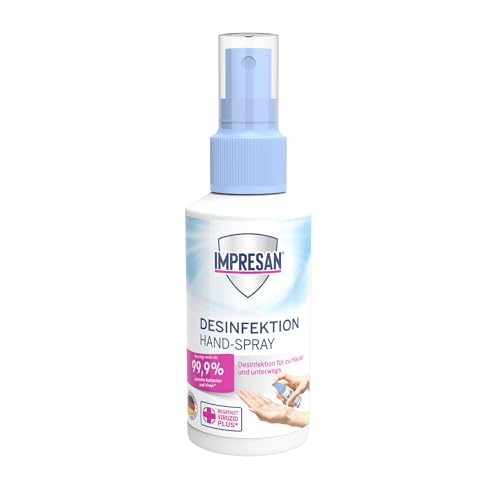 IMPRESAN Desinfektion Hand-Spray | Hygienische Sauberkeit ohne Wasser | Geeignet für Hände & Mundschutz | Effektiv gegen Bakterien & Viren | 100 ml