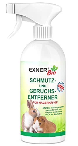 Exner Bio Geruchs- & Schmutzentferner für Nagerkäfige - Mit Mikroorganismen gegen KOT, Urin und Haustiergerüche 100% natürlich & schonend - 500 ml Sprühflasche