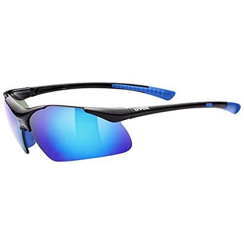 uvex sportstyle 223 - Sportbrille für Damen und Herren - verspiegelt - druckfreier & perfekter Halt - black/blue - one size