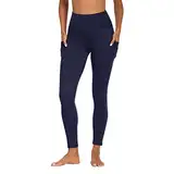 FOTOCITI Sport Leggings Damen mit Tasche High Waist Sportleggins Lang Blickdicht Sporthose Push Up Yogahose Bauchweg Laufhose Fitnesshose Hose(Navy, S-M)