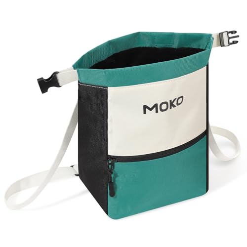 MoKo Chalk Bag für Klettern, große Kapazität Klettern Chalk Bag mit magnetischen Snap und Reißverschlusstasche, tragbare Kreide Eimer für Klettern, Gewichtheben, Bouldern, Gymnastik, Fitness, Grün