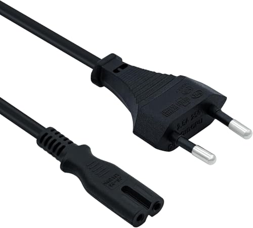 1,5m PS5 Netzkabel,Tolesum Euro-Stecker C7 2-poliges Netzkabel für PS5 / PS4 / PS3 / Xbox Serie X/S - Schwarz