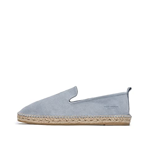 FRED MARTIN COLLECTION, Herren Espadrilles aus Wildleder mit Jutesohle und Lederausstattung, Größe 43, Azure Suede Blau