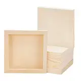 OLYCRAFT 8 STÜCK Hölzerner Bilderrahmen 15x15cm Quadratische Bastelrahmen Set Naturholz DIY Fotorahmen Holz Leinwand Panel Boards Für Tischdisplay Und Basteln DIY Malprojekte