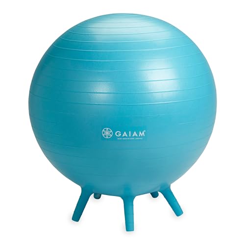 Gaiam Balance-Ballstuhl, Keine Rolle, 65 cm, ergonomischer Yoga-Ballstuhl für Zuhause und Büro, Schreibtisch, mit Übungsanleitung, einfache Installation, Ballpumpe und integrierten Stabilitätsbeinen