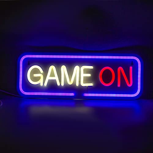 MaxEarn Leuchtreklame Game On, Gaming Neon Licht Leuchtschilder USB Angetrieben, Spiel Led Neon Schild 15,7 x 5,7 Zoll, Neonlicht für Schlafzimmer Party Bar Wanddekoration