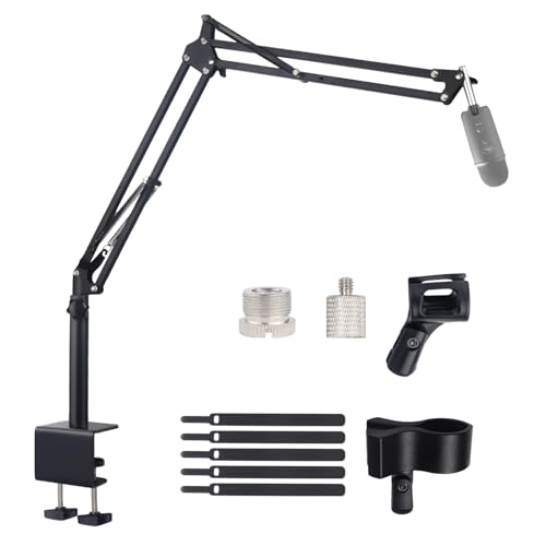 Lemxadd Mikrofon Arm Ständer für Blue Yeti HyperX QuadCast SoloCast Elgato Wave Shure SM7B SM58 Q2U Fifine K669B K688 AM8 und andere Mic, Overhead Boom Arm Mikrofonständer mit 5/8" 1/4" Adapter
